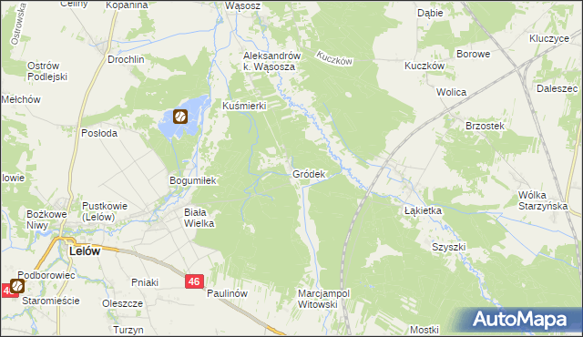 mapa Gródek gmina Lelów, Gródek gmina Lelów na mapie Targeo