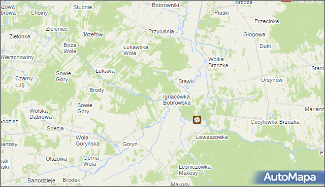 mapa Ignacówka Bobrowska, Ignacówka Bobrowska na mapie Targeo