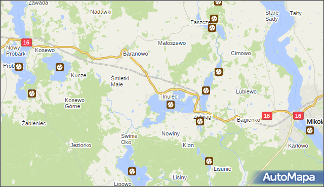 mapa Inulec, Inulec na mapie Targeo