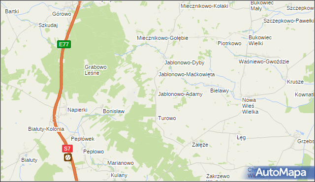 mapa Jabłonowo-Adamy, Jabłonowo-Adamy na mapie Targeo