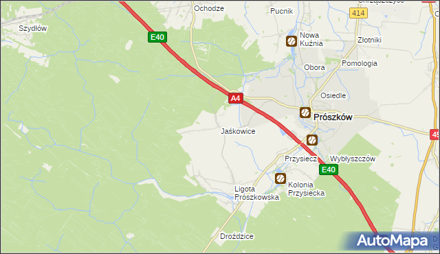mapa Jaśkowice gmina Prószków, Jaśkowice gmina Prószków na mapie Targeo