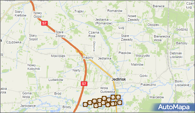 mapa Jedlanka gmina Jedlińsk, Jedlanka gmina Jedlińsk na mapie Targeo