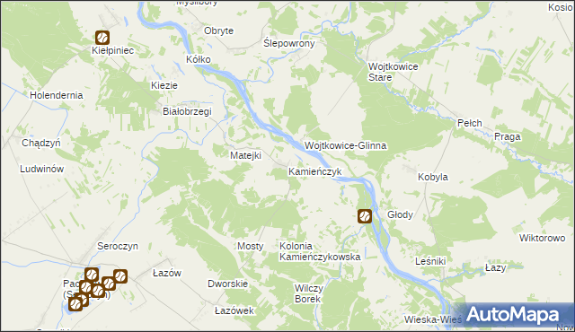 mapa Kamieńczyk gmina Sterdyń, Kamieńczyk gmina Sterdyń na mapie Targeo
