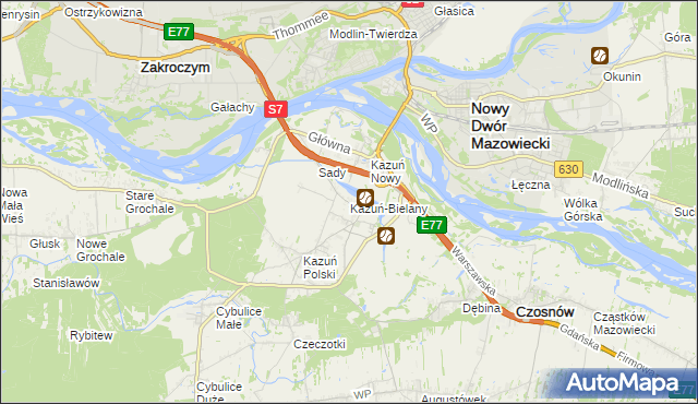 mapa Kazuń-Bielany, Kazuń-Bielany na mapie Targeo