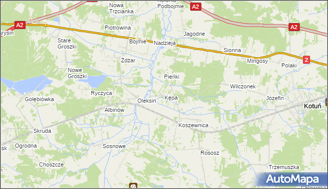 mapa Kępa gmina Kotuń, Kępa gmina Kotuń na mapie Targeo