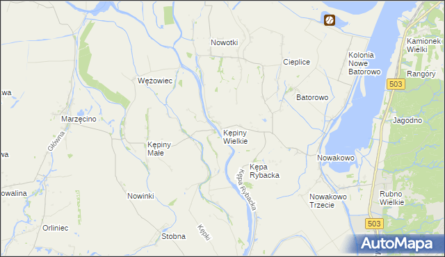 mapa Kępiny Wielkie, Kępiny Wielkie na mapie Targeo