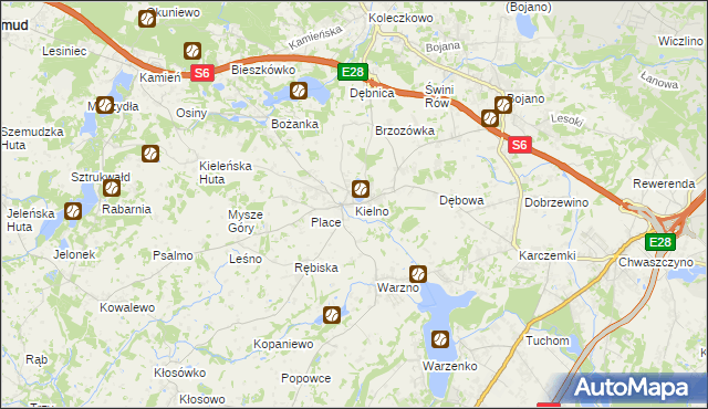 mapa Kielno gmina Szemud, Kielno gmina Szemud na mapie Targeo
