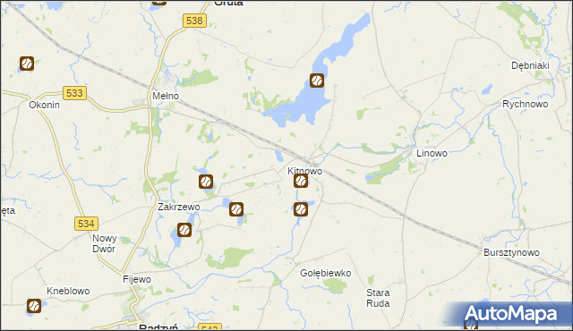 mapa Kitnowo gmina Gruta, Kitnowo gmina Gruta na mapie Targeo