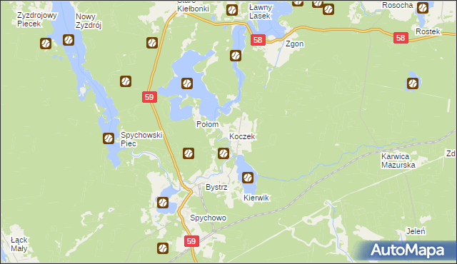 mapa Koczek, Koczek na mapie Targeo