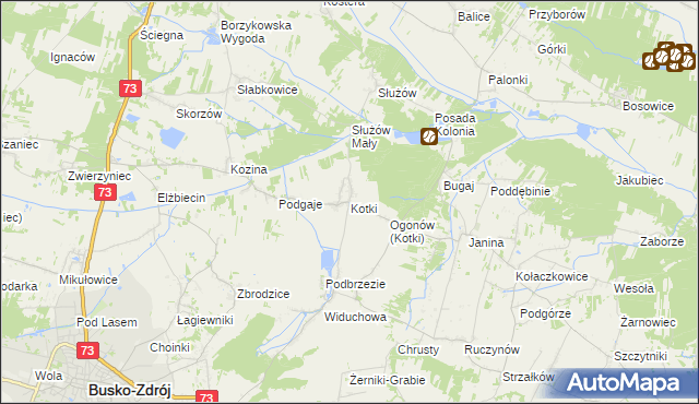 mapa Kotki gmina Busko-Zdrój, Kotki gmina Busko-Zdrój na mapie Targeo