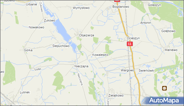 mapa Kowalewko gmina Oborniki, Kowalewko gmina Oborniki na mapie Targeo