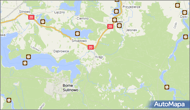 mapa Krągi, Krągi na mapie Targeo