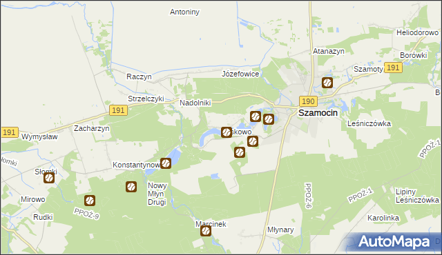 mapa Laskowo gmina Szamocin, Laskowo gmina Szamocin na mapie Targeo