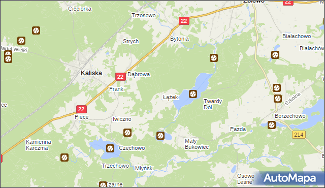 mapa Łążek gmina Kaliska, Łążek gmina Kaliska na mapie Targeo
