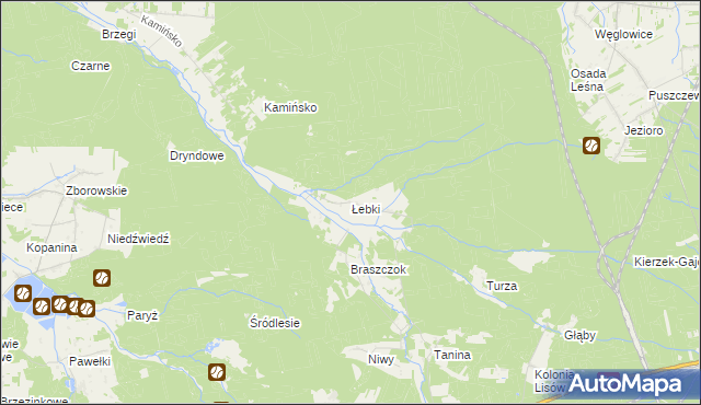 mapa Łebki gmina Herby, Łebki gmina Herby na mapie Targeo