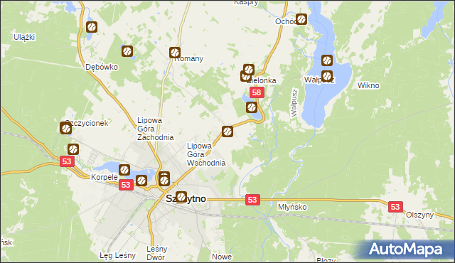 mapa Lemany gmina Szczytno, Lemany gmina Szczytno na mapie Targeo