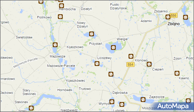 mapa Liciszewy, Liciszewy na mapie Targeo