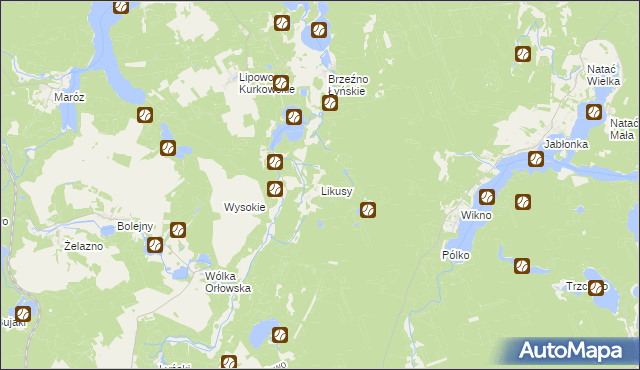 mapa Likusy, Likusy na mapie Targeo