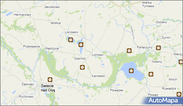 mapa Lisnowo, Lisnowo na mapie Targeo