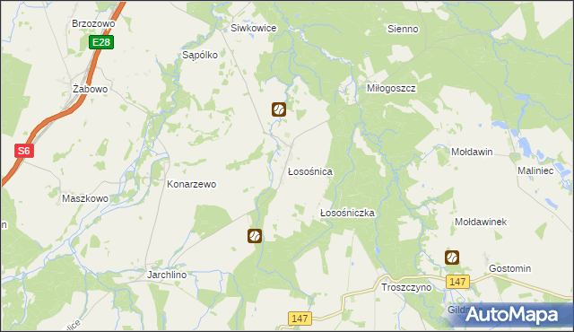 mapa Łosośnica, Łosośnica na mapie Targeo