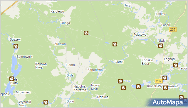 mapa Lutom Leśniczówka, Lutom Leśniczówka na mapie Targeo
