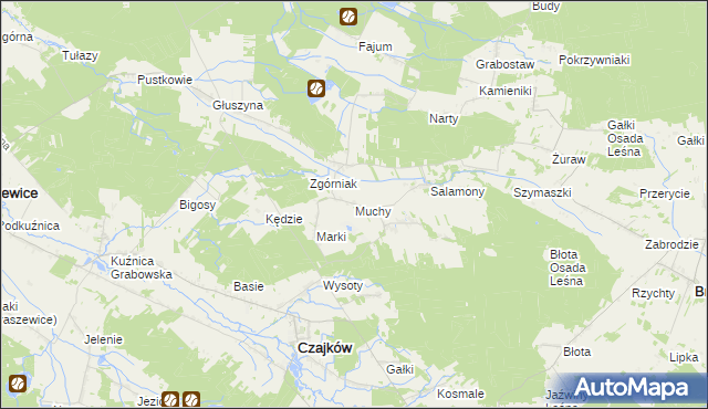 mapa Muchy gmina Czajków, Muchy gmina Czajków na mapie Targeo