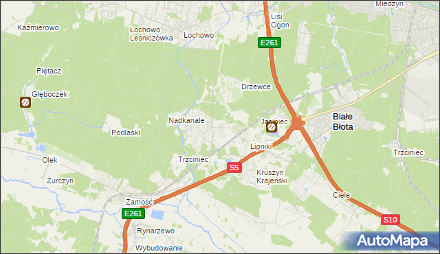 mapa Murowaniec gmina Białe Błota, Murowaniec gmina Białe Błota na mapie Targeo
