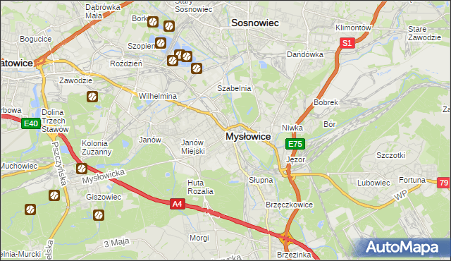 mapa Mysłowice, Mysłowice na mapie Targeo