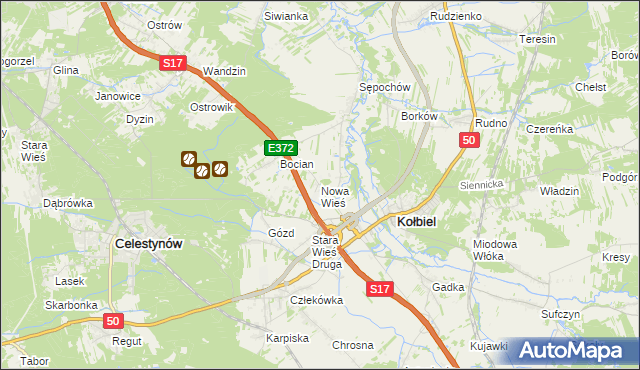 mapa Nowa Wieś gmina Kołbiel, Nowa Wieś gmina Kołbiel na mapie Targeo