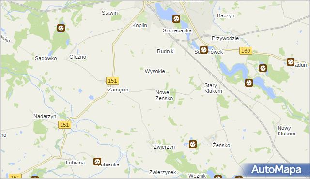 mapa Nowe Żeńsko, Nowe Żeńsko na mapie Targeo