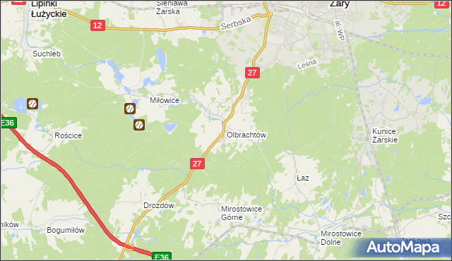 mapa Olbrachtów, Olbrachtów na mapie Targeo