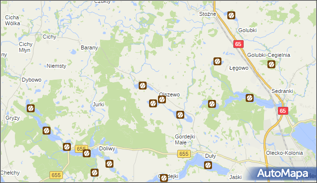 mapa Olszewo gmina Olecko, Olszewo gmina Olecko na mapie Targeo