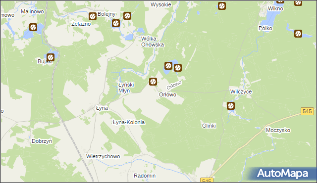 mapa Orłowo gmina Nidzica, Orłowo gmina Nidzica na mapie Targeo