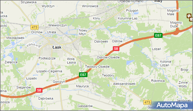 mapa Ostrów-Osiedle, Ostrów-Osiedle na mapie Targeo