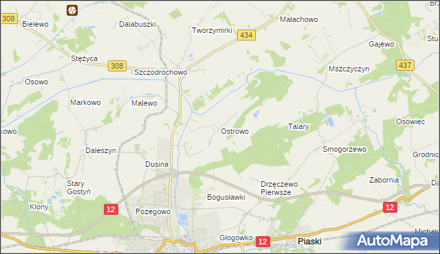 mapa Ostrowo gmina Gostyń, Ostrowo gmina Gostyń na mapie Targeo