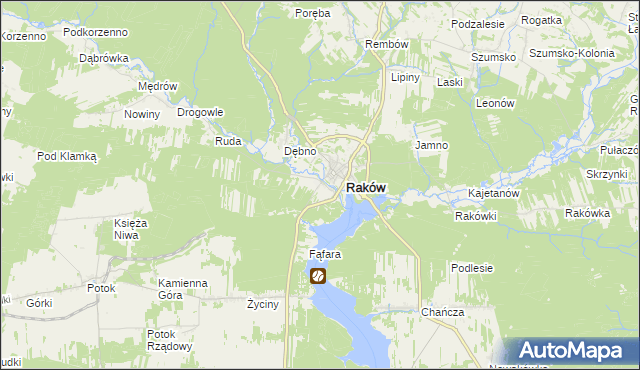 mapa Pągowiec gmina Raków, Pągowiec gmina Raków na mapie Targeo