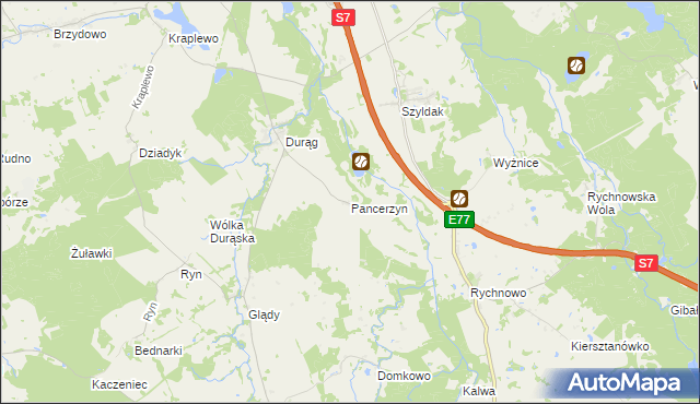 mapa Pancerzyn, Pancerzyn na mapie Targeo