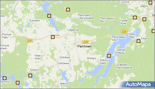 mapa Parchowo powiat bytowski, Parchowo powiat bytowski na mapie Targeo