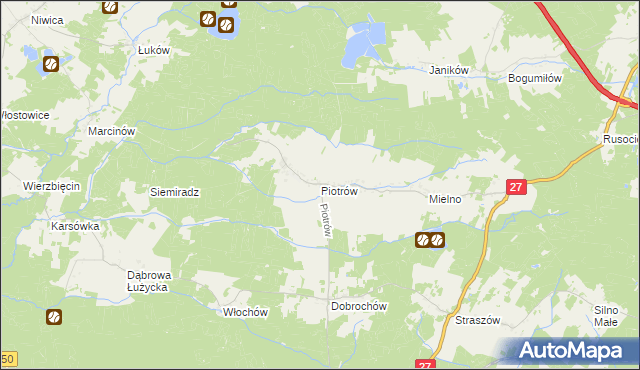 mapa Piotrów gmina Przewóz, Piotrów gmina Przewóz na mapie Targeo