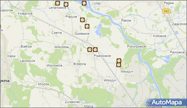 mapa Pisarzowice gmina Miękinia, Pisarzowice gmina Miękinia na mapie Targeo