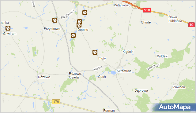 mapa Pluty gmina Szydłowo, Pluty gmina Szydłowo na mapie Targeo