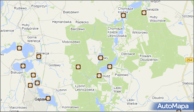 mapa Pniewy gmina Gąsawa, Pniewy gmina Gąsawa na mapie Targeo