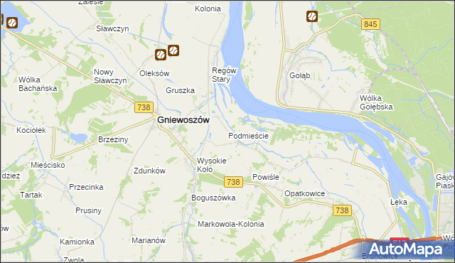 mapa Podmieście gmina Gniewoszów, Podmieście gmina Gniewoszów na mapie Targeo