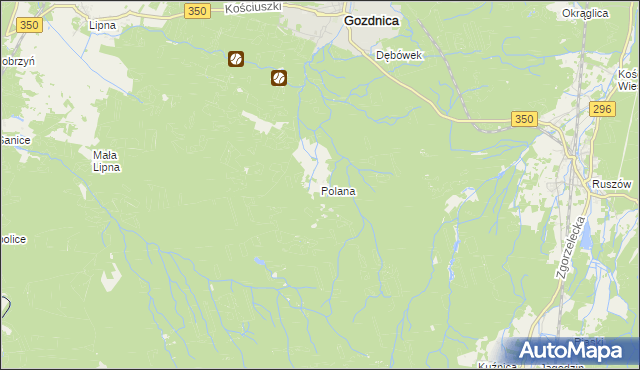 mapa Polana gmina Węgliniec, Polana gmina Węgliniec na mapie Targeo