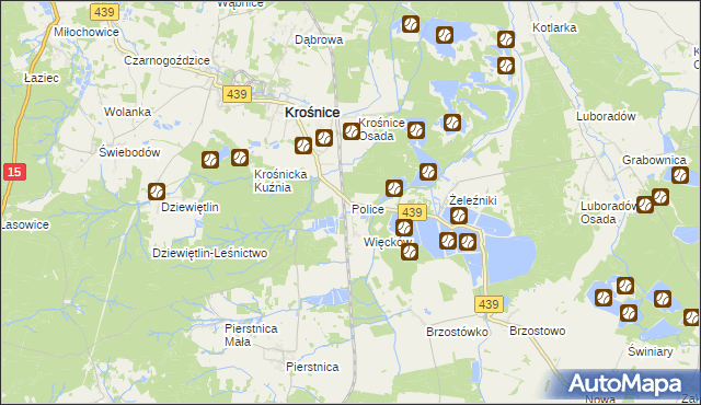 mapa Police gmina Krośnice, Police gmina Krośnice na mapie Targeo