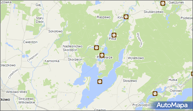 mapa Popielarze gmina Witkowo, Popielarze gmina Witkowo na mapie Targeo