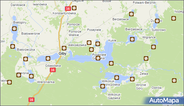 mapa Posejnele Gajówka, Posejnele Gajówka na mapie Targeo
