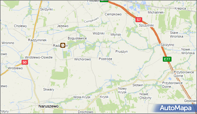 mapa Postróże, Postróże na mapie Targeo