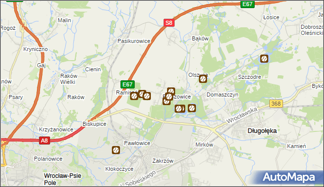 mapa Pruszowice, Pruszowice na mapie Targeo
