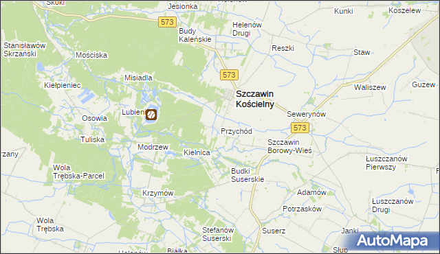 mapa Przychód gmina Szczawin Kościelny, Przychód gmina Szczawin Kościelny na mapie Targeo